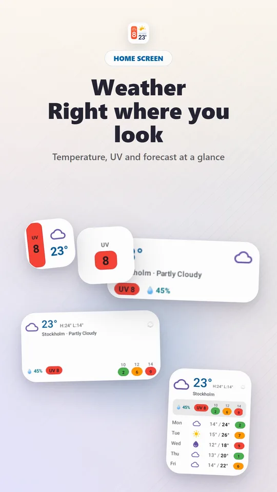 Виджеты Weather Widget & UV Index на главном экране для быстрой утренней проверки