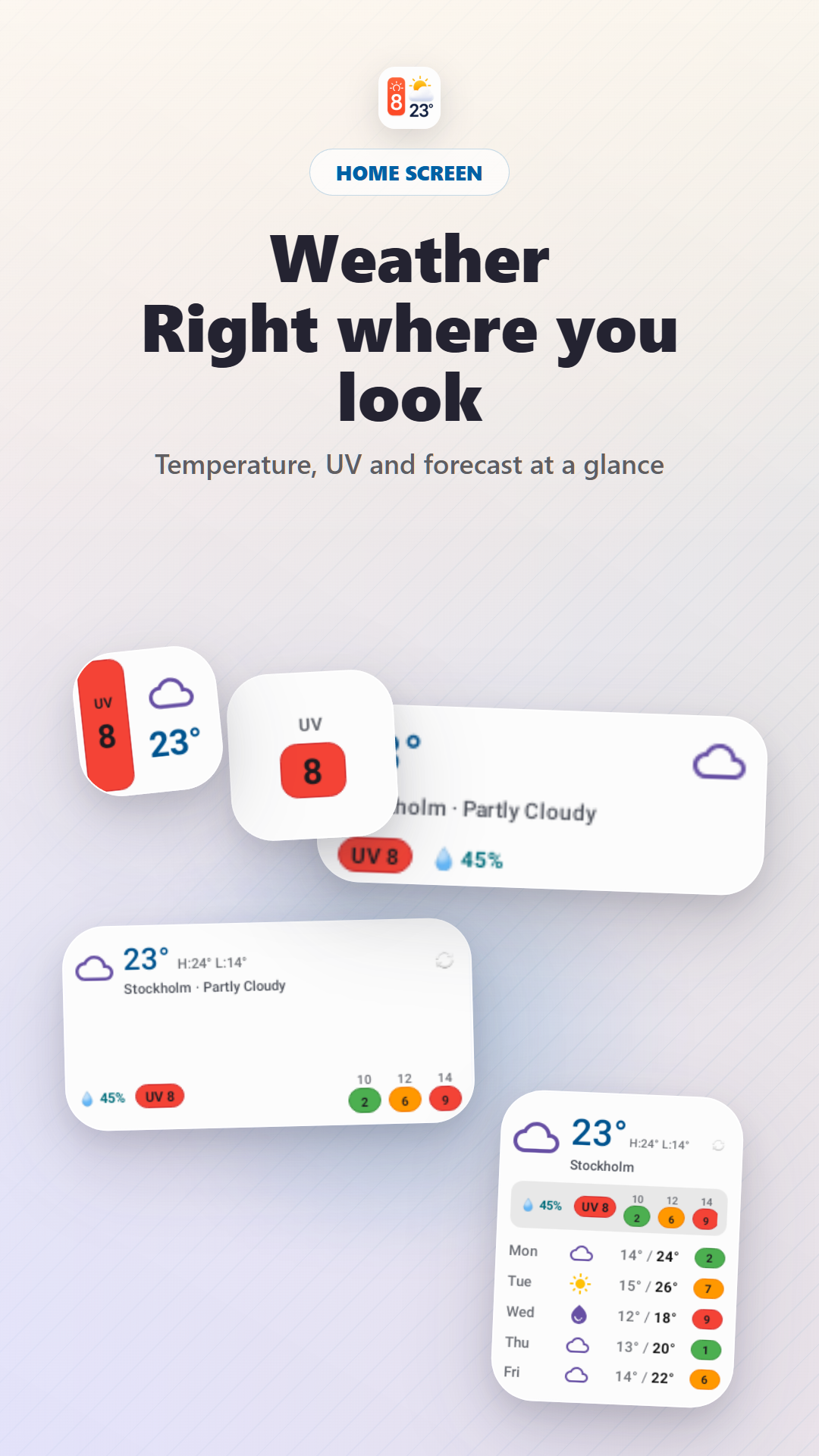 Weather Widget and UV Index home screen collection